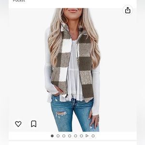 Tan/White Checkered Vest from Amazon. Cute and comfortable. Never worn.